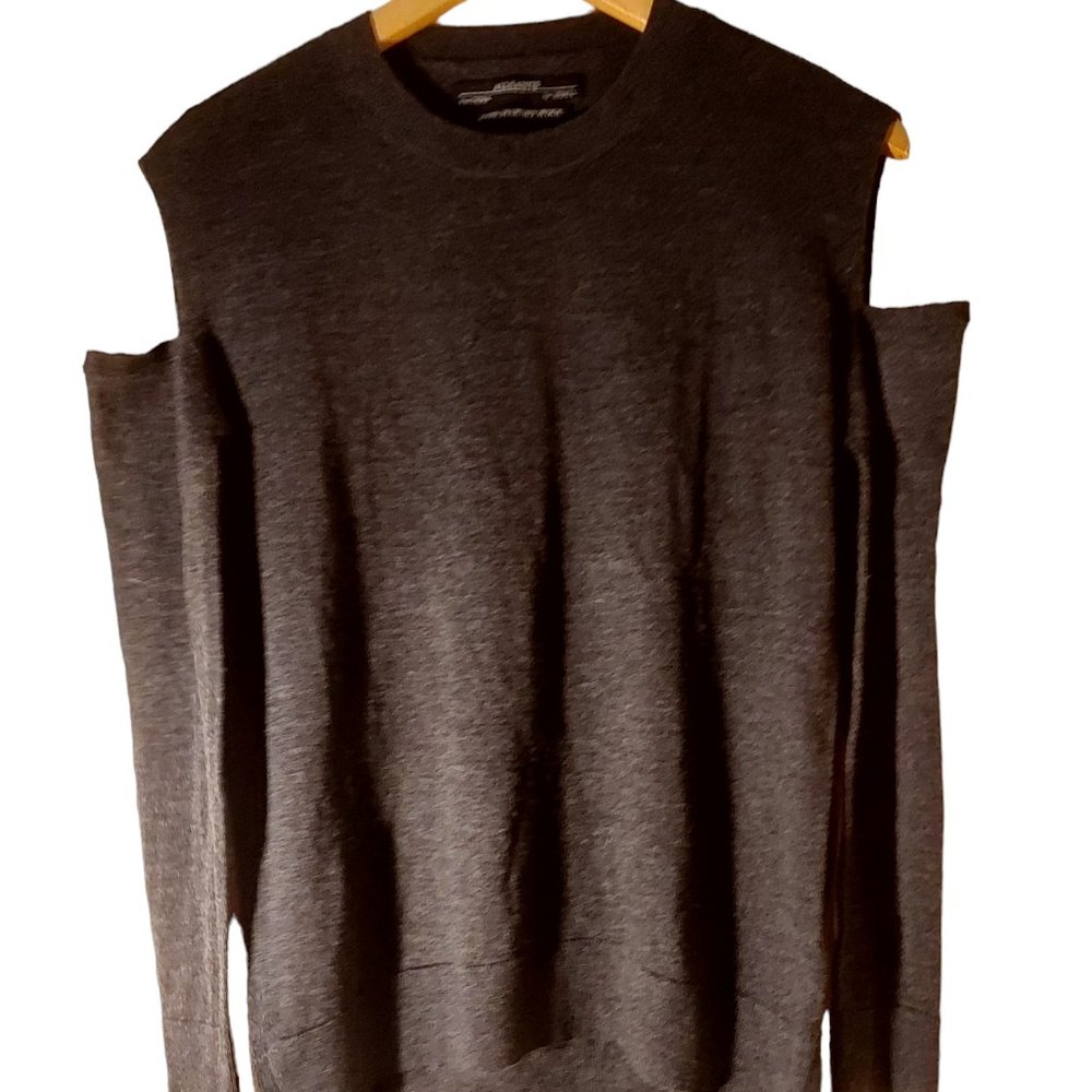 Allsaints 100% Marino wool off shoulders long sleeve pullover women S tall black